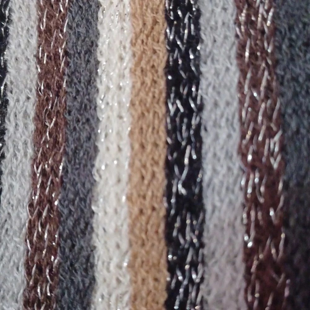 Cejon Earthtone Striped Scarf With Fringe And Sparkle